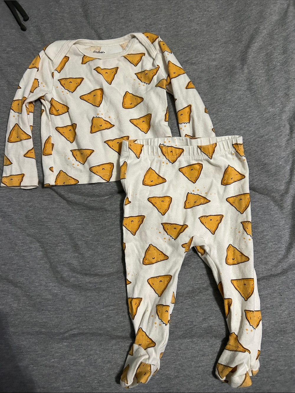 Gerber White and Yellow Snack Print Baby Matching Set